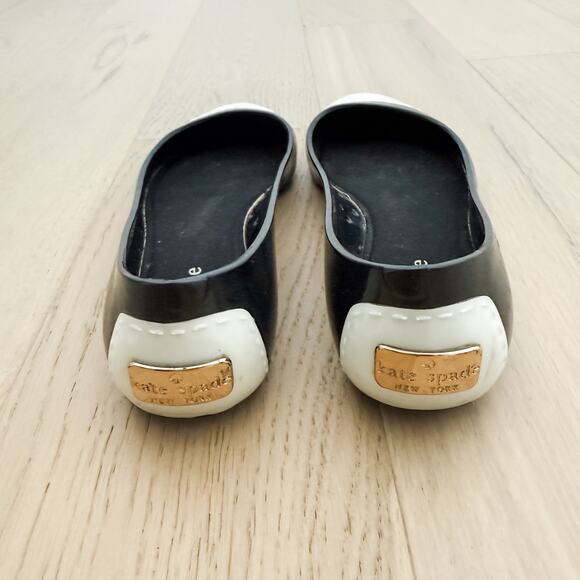 Kate Spade Jelly Flats in Black White Womens Size 6 - Picture 7 of 8